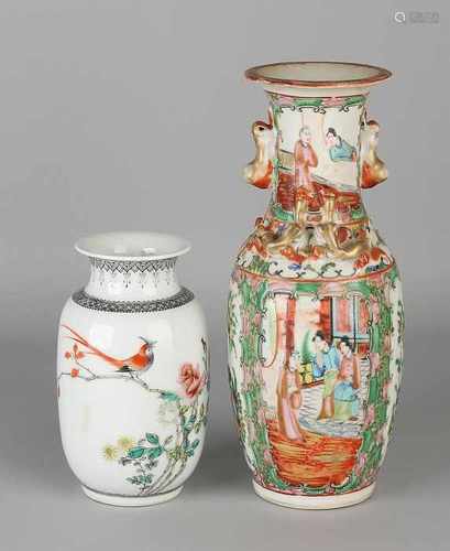 Two Chinese porcelain vases. 20th century. One times republic. One time Cantonese. Size 15.5 - 25