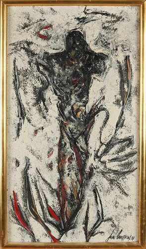 Jan Burssens. 1925 - 2002. Torso. Belgian School. 50-years. Mixed media on panel. Size: 80 x H, B 45