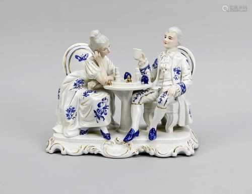 Big old porcelain figures group. Scissors Kende figures. Second half 20th century. Size: 21 x 25 x