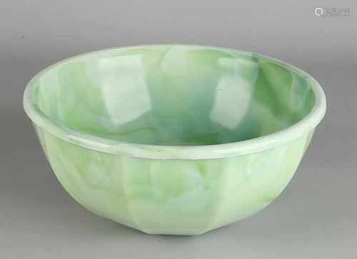 Copier Leerdam green marbled glass dish. Factory Leerdam. Design Copier. Andries Dirks. 1935 - 1940.