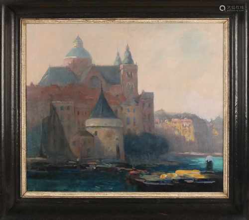 Gert Stegeman. 1858 - 1940. Havengezicht Amsterdam Schreierstoren etc. Oil on canvas. Size: 54 x