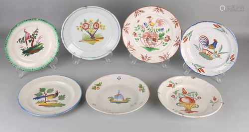 Seven 19th century polychrome Fayence signs. Some chips. Size: ø 22-24 cm. In fair / good