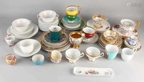 Large lot old / antique porcelain tableware interesting. Include: K.P.M., Meissen, Dresden,