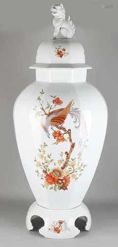 German capital porcelain vase by Kaiser Germany. Design Olivia. Chinoiserie decor, picture glued.