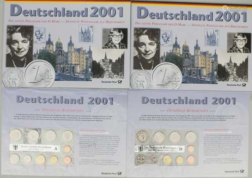 3 Kursmünzensätze Deutschland 2001 / 3 coin sets