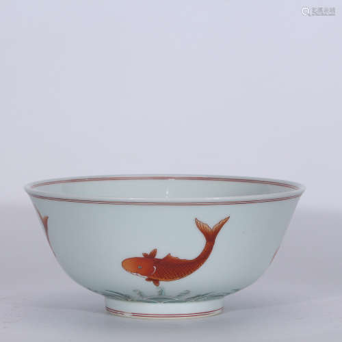 A Chinese Fish Printed Porcelain Bowl