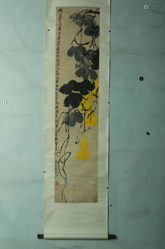 A Chinese Flower-and-plant Painting, Qi Baishi Mark