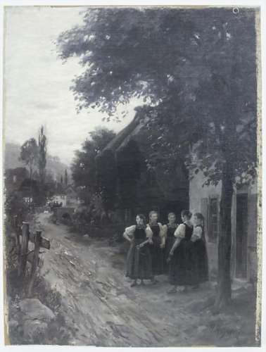 Wilhelm Gustav F. Hasemann (1850-1913), 'Dorfgasse in