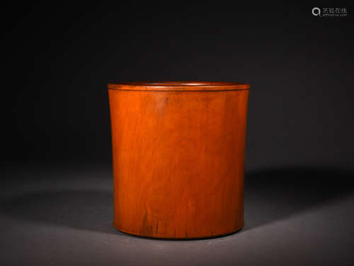 A Chinese Boxwood Brush Pot