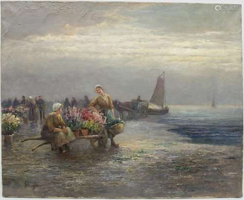 Gustav Prucha (1875-1952), 'Blumenmarkt am Strand' / 'A