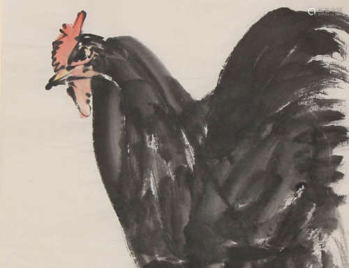 A Chinese Cock Painting, Huang Zhou Mark