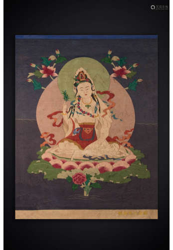 A Chinese Silk Tapestry Hanging Screen