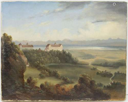 Künstler des 19. Jh., 'Blick auf ein Schloss am alpinen