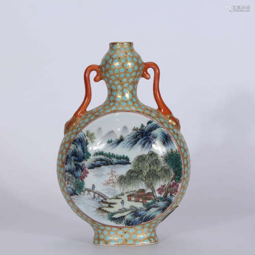 A Chinese Porcelain Vase with Double Ears