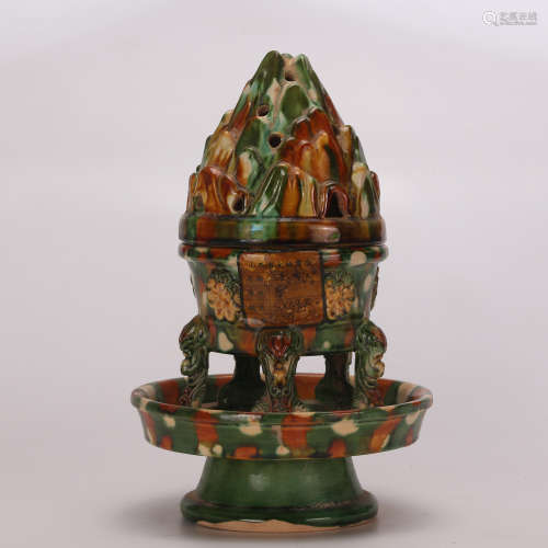 A Chinese Three Colors Bronze Incense Burner 