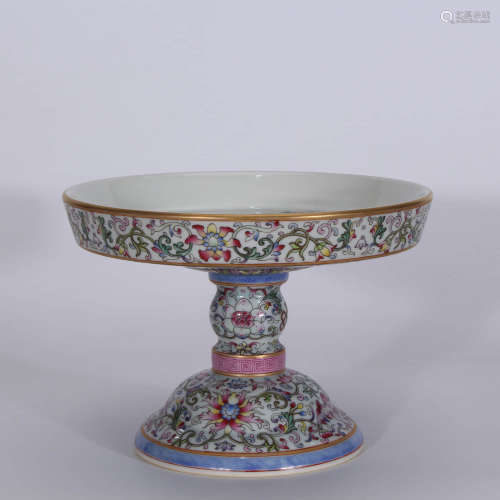 A Chinese Famille Rose Porcelain Candlestick