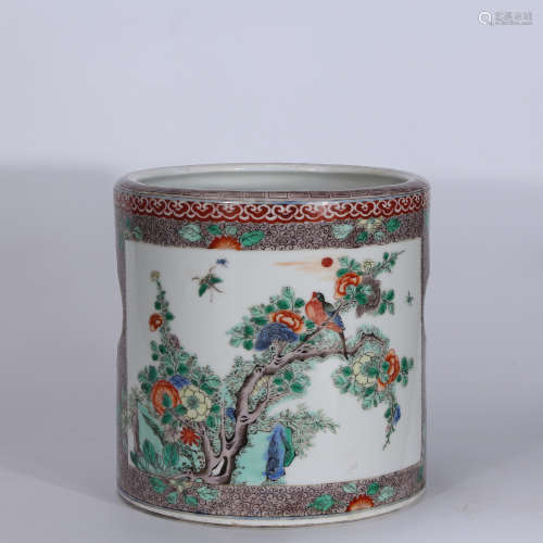 A Chinese Colorful Porcelain Brush Pot