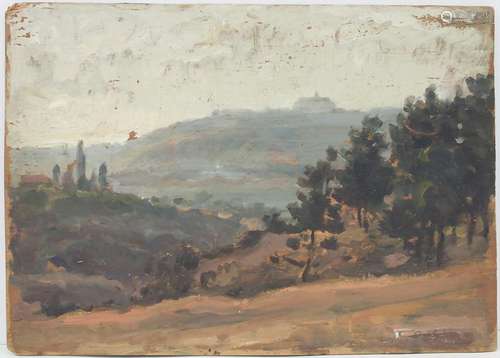 Künstler des 20. Jh., 'Landschaft mit Blick auf eine