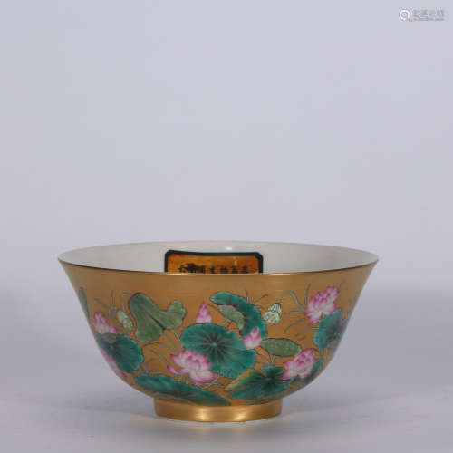 A Chinese Gold Ground Floral Porcelain Bowl