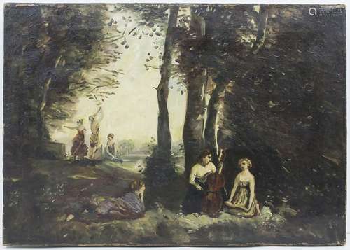 C.J. Corot (19. Jh.), 'Picknick im Park' / 'A picnic in