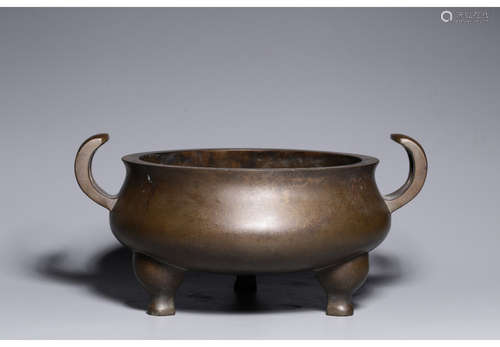 A Chinese Bronze Three-legged Incense Burner