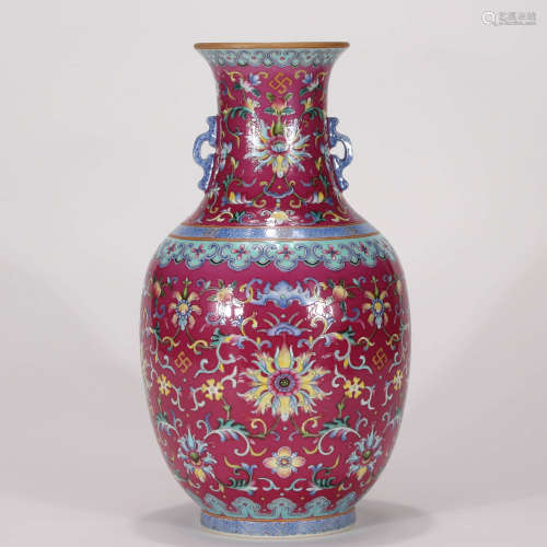 A Chinese Carmine Ground Porcelain Vase
