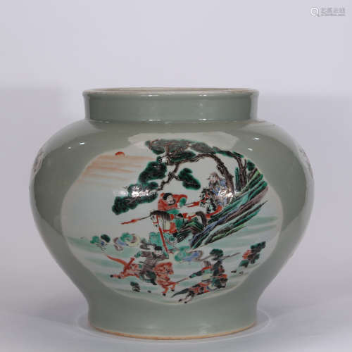 A Chinese Pea Green Glaze Porcelain Jar