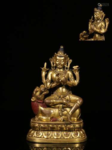 A Chinese Bronze Gilded Buddha Seated Statue
