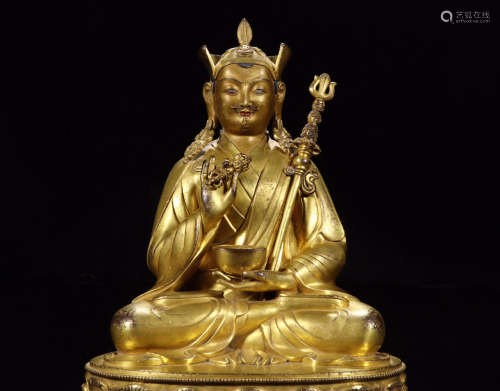 A Chinese Bronze Gilded Buddha Seated Statue