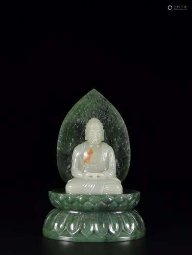 A Chinese Hetian Jade Statue of Sakyamuni