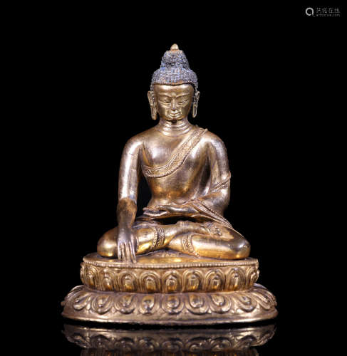 A Chinese Bronze Gilding Buddha Statue of Sakyamuni