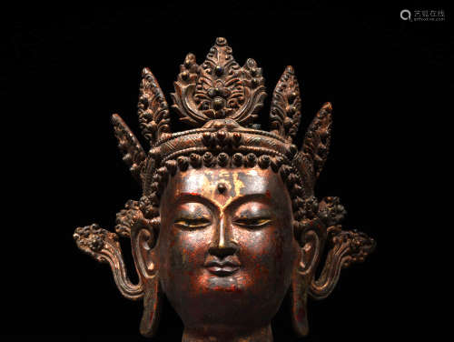 A Chinese Bronze Buddha Head Statue