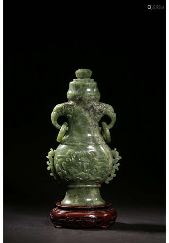 A Chinese Carved Hetian Jade Vase