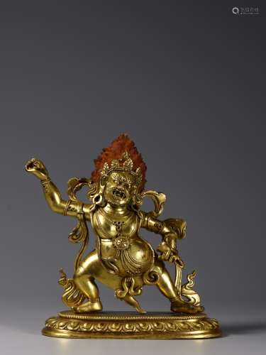A Chinese Bronze Gilding Statue of Vajrapani 