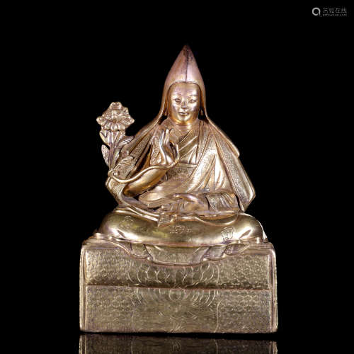A Chinese Bronze Gilding Statue of Guru Buddha