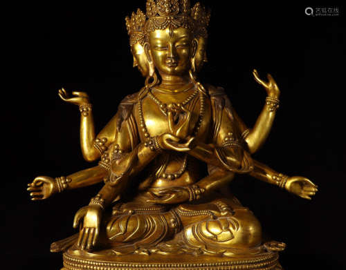 A Chinese Bronze Gilding Seated Statue of Namgyalma