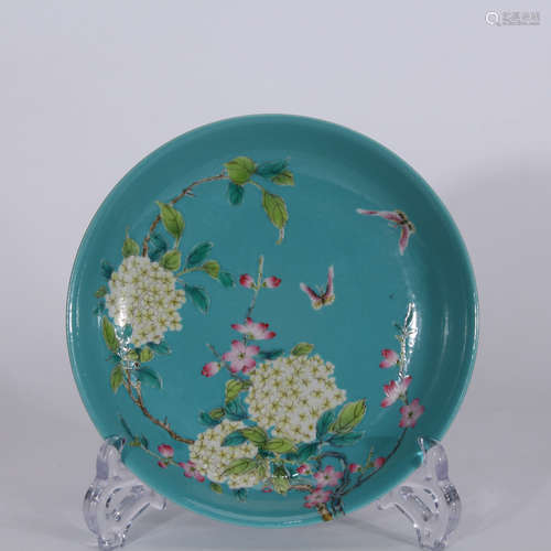 A Chinese Green Ground Floral Porcelain Plate