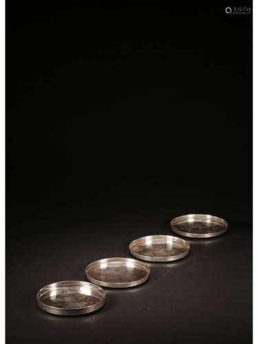 A Set of Chinese Silver Saucers,4pcs