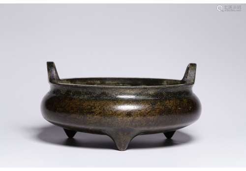 A Chinese Bronze Three-legged Incense Burner 