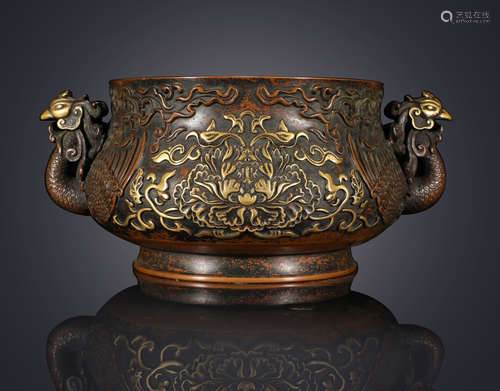 A Chinese Bronze Gilding Incense Burner 