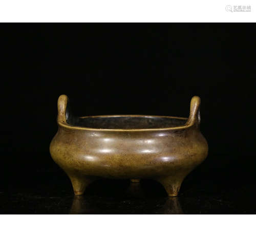 A Chinese Bronze Three-legged Incense Burner 