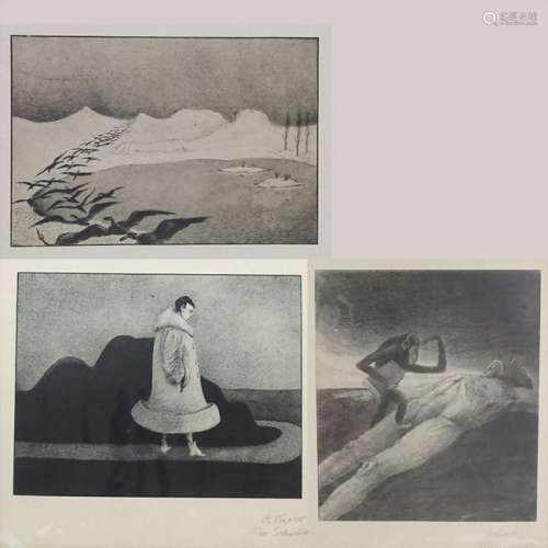Alfred Kubin (1877-1959), 3 Faksimiledrucke 'Der