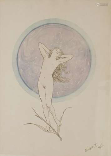 Fidus (1868-1947), weiblicher Akt 'Walzer II' / A