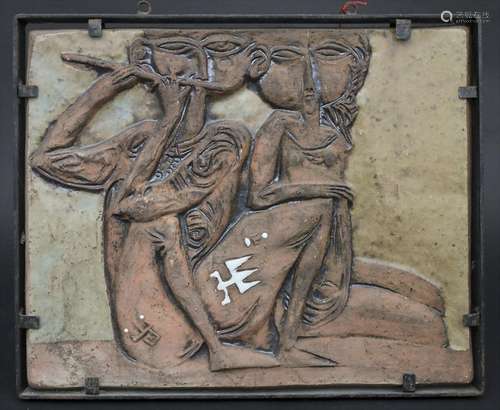 Künstlerkeramikrelief 'Liebespaar' / An artist's