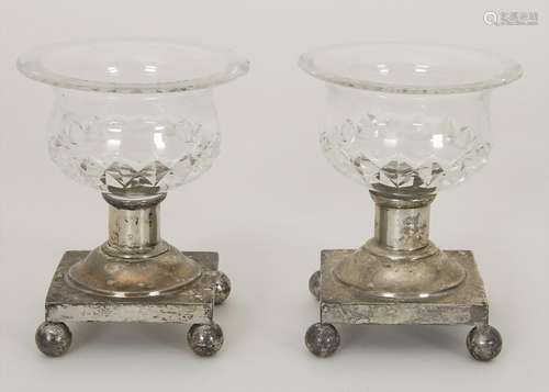 Paar Salieren / A pair of silver open salt cellars,