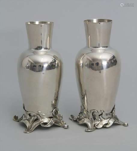Paar Jugendstil Vasen / A pair of silver Art Nouveau