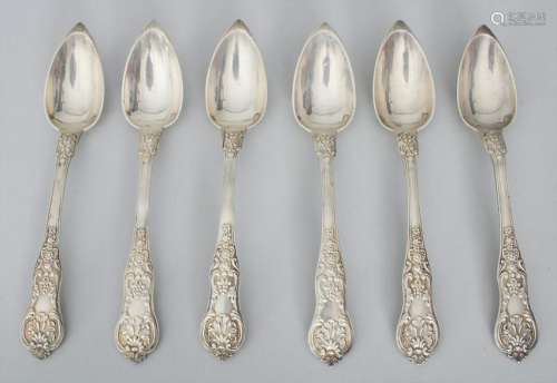 6 Teelöffel / 6 silver tea spoons, J. Bourdon, Paris,