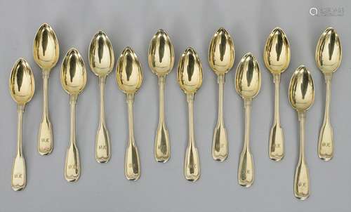 12 Teelöffel / 12 silver tea spoons, Freytag, um 1820