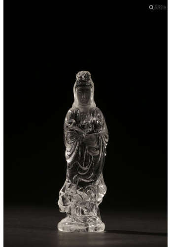 A Chinese Natural Crystal Statue of Guanyin