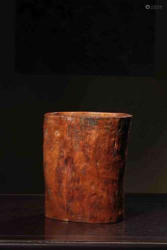 A Chinese Boxwood Brush Pot